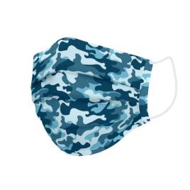 Máscara Higiénica em Tecido Reutilizável Adulto Azul Camuflagem