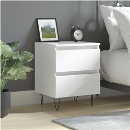 vidaXL Mesa de cabeceira 40x35x50cm derivados madeira branco brilhante