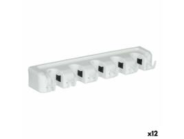 Suporte Utensílios de limpeza Branco Borracha natural Polipropileno 4,3 x 8,5 x 6 cm (12 Unidades)