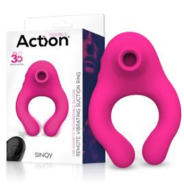 Sinqy Anillo Vibrador con Succionador de Clítoris 3 Motores con Control Remoto USB Magnético