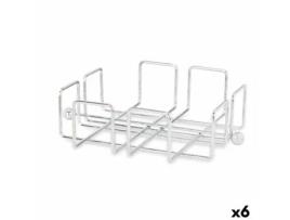 Porta-guardanapos Prateado Metal 19,3 x 6,5 x 19,3 cm (6 Unidades)