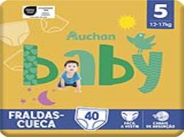 Fraldas Cueca Auchan Baby Tamanho 5 12-17kg 40un