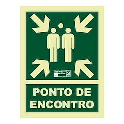 Sinalização fotoluminescente PONTO ENCONTRO 15X20CM PVC 2MM