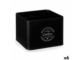 Cesta Multiusos Talheres Preto Metal 18 x 13,3 x 15,3 cm (6 Unidades)