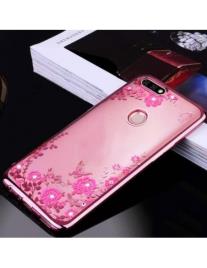 Capa Tipo Diamente Traseira Para Huawei Y7 (2018) Transparente - Cor de Rosa