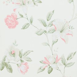 Papel de parede FLORES BEGE E ROSA