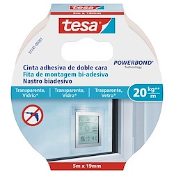 Fita bi-adesiva TESA VIDRO 5M TRANSPARENTE