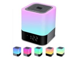 Coluna Portable Bluetooth Led Bedside Lamp With Touch Control Table Lamp Color Changing Night Light With Alarm Clock For Bedroom,