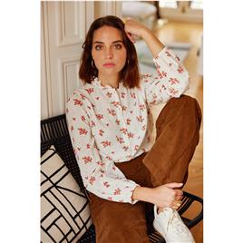 La Petite Etoile Blusa OLYMPIA de mangas compridas, gola redonda, com folhos