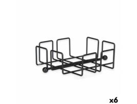 Porta-guardanapos Preto Metal 19,3 x 6,5 x 19,3 cm (6 Unidades)