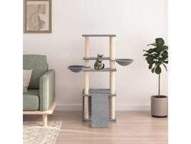 Árvore P- Gatos com Postes Arranhadores Sisal 133 Cm Cinza-Claro VIDAXL