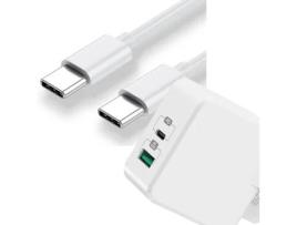 Carregador + Cabo PHONESHIELD Fast Charge para Moto G7 plus (USB/USB-C, PD 3.0 PPS - 30 W - 2 m - Branco)