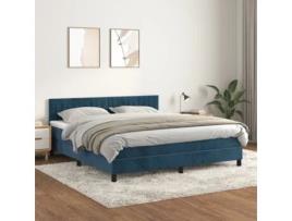 Cama Box Spring VIDAXL (Azul - Veludo - 203 x 160 x 88 cm)