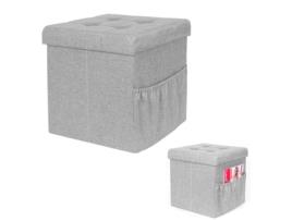 Banco Arrumação HOME STORY (Cinzento - Tecido - 38x38x38cm)