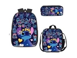 Mochila KOHREE de Estudante Stitch Conjunto de Três Peças 17 Polegadas
