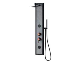 Coluna de Duche K2O Lusso Zen Hidromassagem 20X7X127Cm Imitação de Pedra com Torneira 2 Jactos Duche de Mão e Efeito Chuva