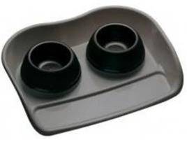 Comedouro Duplo para Cães TROPIZOO Com Base (Preto - 1.3L - Plástico)