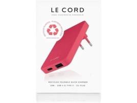 Carregador LE CORD 1430 (3 A - USB - USB-C - Rosa)