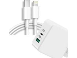 Carregador + Cabo PHONESHIELD Fast Charge para iPad Pro 11' (USB/USB-C, PD 3.0 PPS - 18 W - 1 m - Branco)