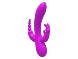 Vibrador de massagem de silicone multifrequência 3 em 1 para mulheres (roxo) OEMG