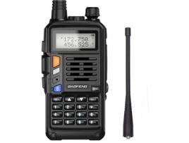 Walkie Talkie Baofeng Uv-S9 Plus Recarregável 2800 Mah Bateria 8-10Km Faixa Vhf/Uhf Banda Dupla 128 Canais 8W; Preto