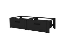 Conjunto de 2 Máquinas de Lavar Roupas Pedestal com Gavetas Extraíveis Aço Preto Ml Design