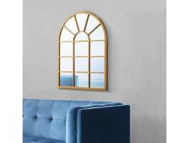 Espelho de parede quadrado em forma de janela Villalago MDF 80 x 60 cm - Ouro [EN.CASA]