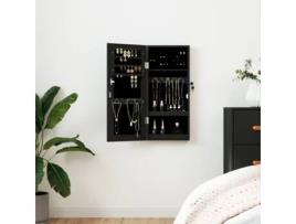 Móvel para Joias de Parede Espelhado 30X8.5X67 Cm Preto VIDAXL