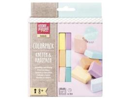 Conjunto 6 Massa Modelar e Borracha Pastel Glitter 20 Gr