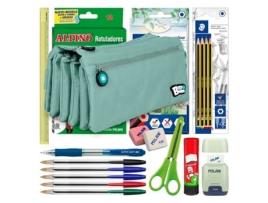 COLEPACK Bitsbobs Estojo Escolar Cuádruple de 4 Fechos e Material Incluido Azul Soft