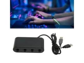 Adaptador de Controlador de Gamecube Adaptador de Gamecube Vibratório 3 em 1 com 4 Portas Conversor de Gamecube com 2 Plugues Usb Compatível com N