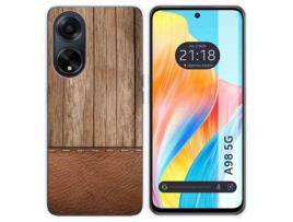 Capa de silicone Oppo A98 5G Wood Design 09 Desenhos TUMUNDOSMARTPHONE