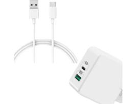 Carregador + Cabo PHONESHIELD Fast Charge para Huawei P30 (USB/USB-C - 18 W - 1 m - Branco)