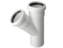 Conector de T de Instalação de Esgoto com Diâmetro de Tubo de 32/32mm e Ângulo de 67 Graus