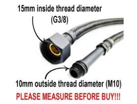 Par de Tubos de 40cm de Comprimento M10 x 3/8 Polegadas BSP, Trançados em Nylon Preto, para Conector de Torneira Monocomando
