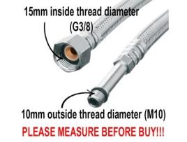 Mangueira Flexível para Conector de Torneira Monocomando de Cozinha, MonoBloc, 3/8 x M10, 40 cm