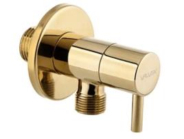 Válvula de Água Angular em Latão Acabamento Dourado para Lavatório de 1/2 x 3/8 BSP