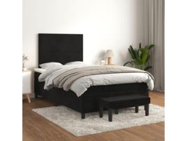 vidaXL Cama boxspring com colchão 120x200 cm veludo preto