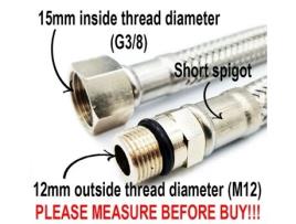 80cm Tubo Flexível Flexi para Conector de Torneira Monocomando de Lavatório de Cozinha, M12 x 3/8 BSP