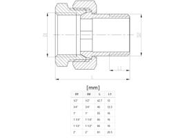 Junção de União de Tubo Roscado de 1 Polegada, União de Conexões Fêmea X Macho em Latão