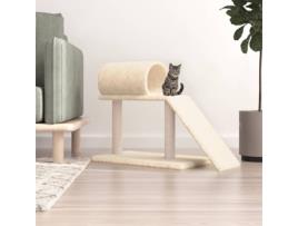 Postes Arranhadores P- Gatos com Túnel e Escada 55.5 Cm Creme VIDAXL