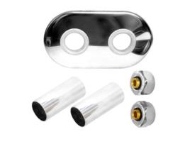 Colar Cromado 2X Conectores Pex Conjunto de Máscara de Radiador Cobertura Decorativa Aquecedor