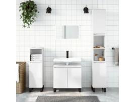 Armário Casa Banho 58X33X60 Cm Deriv. Madeira Branco Brilhante VIDAXL