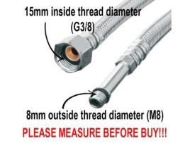 Mangueira Flexível para Conector de Torneira Monocomando de Cozinha, MonoBloc, M8 x 3/8 Polegadas BSP, 45 cm