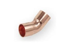 Acessório de Tubo Cotovelo de Cobre para Solda Fêmea X Fêmea Diâmetro de 18 mm Angulação de 45 Graus