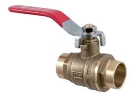 Válvula de Corte Reta 18mm Soldada para Aquecedor com Manípulo Vermelho