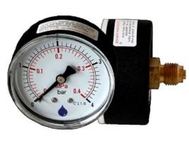 Manómetro de Pressão de 63mm com Escala de 0-16 Bar, Entrada Traseira 1/4 Bsp