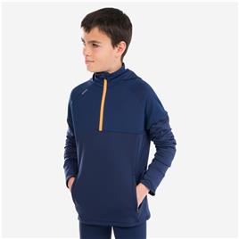 Camisola Quente de Corrida Criança KIPRUN WARM+ 500 Azul-marinho/Laranja