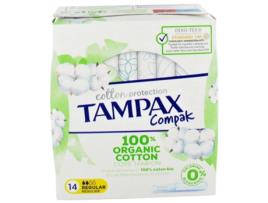 Compak Algodão Regular Compressa 100% Algodão Orgânico 14 Compressas TAMPAX
