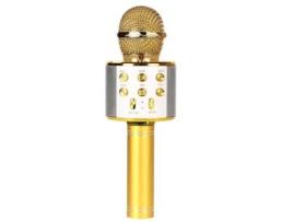 Microfone BESTER Bluetooth Karaoke Portable Wireless Karaoke With Multicolor Led Light For Kids Singing Party Musi Gold